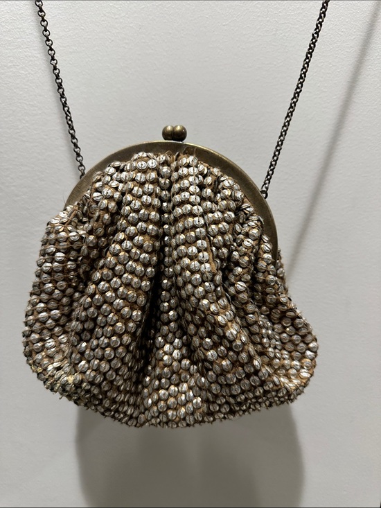 Handbags - Beaded Metallic Evening Crossbody Bag - Gold